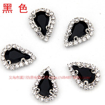10pcs 5*8mm Sharp Drop Claw Rhinestone Sew on Crystal Rhinestone with Gold/Sliver Claw Crystal for Clothing Garment Diy Headdress Accessories