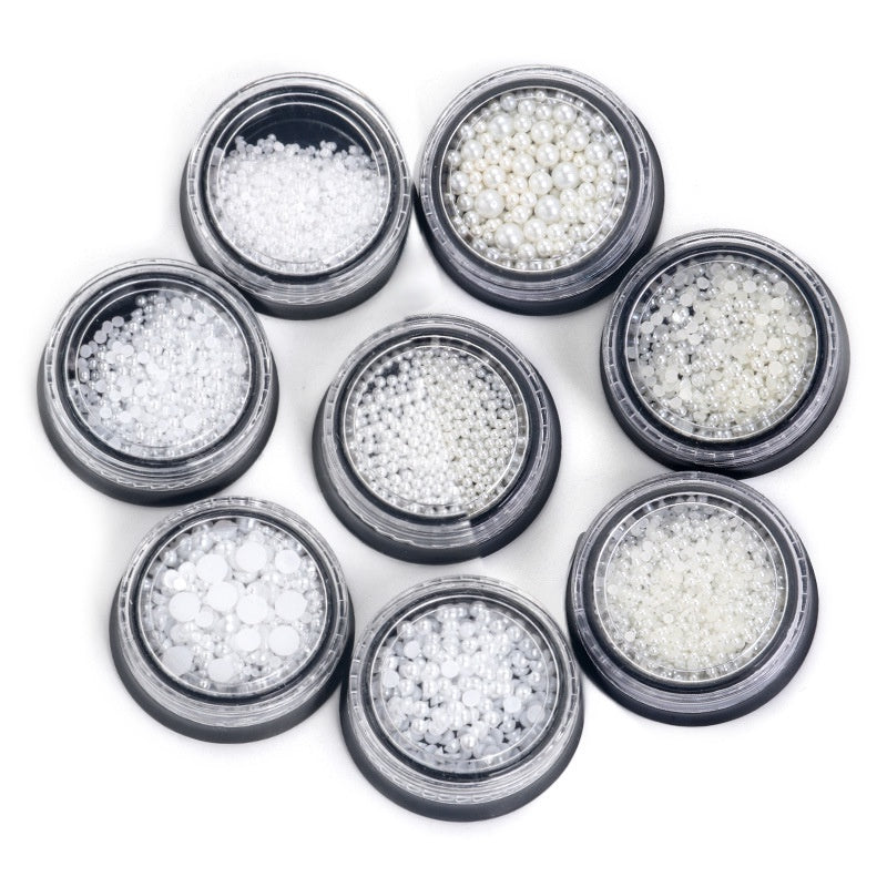 Pearl Box Japanese Simple Mixed Half Round Full Round Box Pearl Nail Jewelry