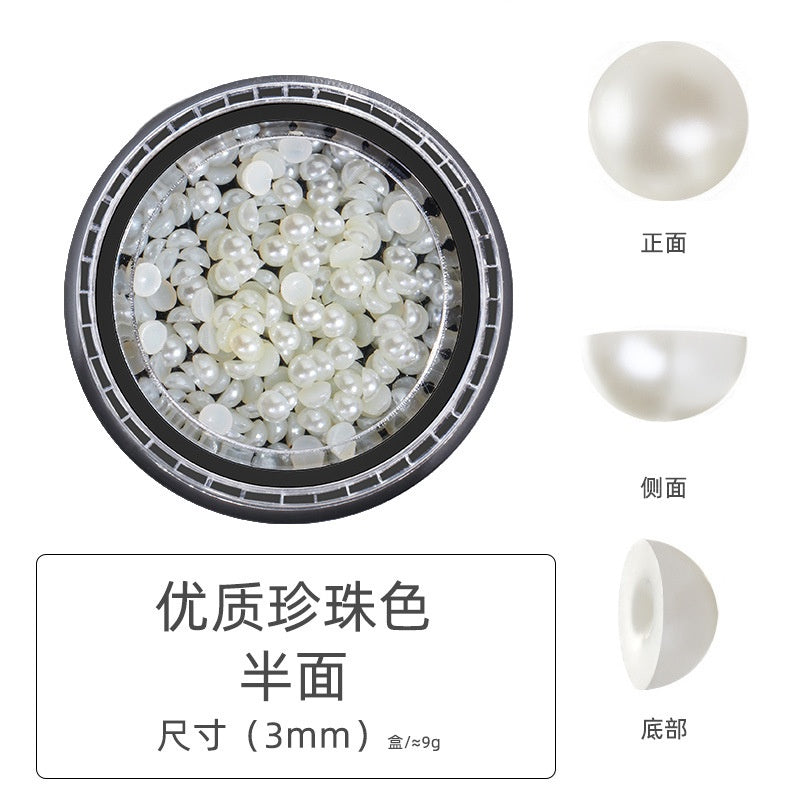 Pearl Box Japanese Simple Mixed Half Round Full Round Box Pearl Nail Jewelry