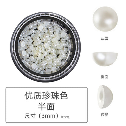 Pearl Box Japanese Simple Mixed Half Round Full Round Box Pearl Nail Jewelry