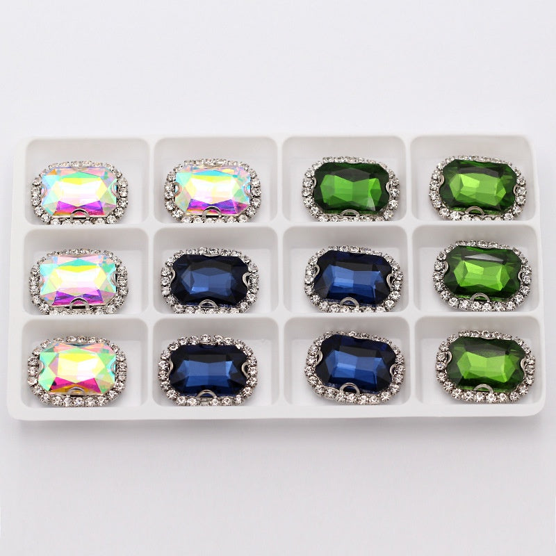 10pcs 8*10mm Octagon Shape  Crystal Rhinestone with Sliver/Gold Bottom Hand Sewn Rhinestone DIY  Phone Case Clothing Accessories Materials