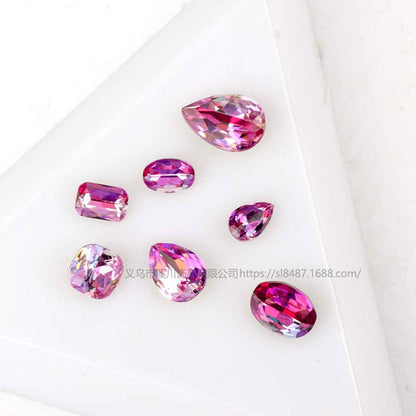 1PCS Pointy Bottoming Nail Rhinestone K9 Material High-quality Naked Rhinestone Nail Paste Rhinestone Diy Accessories Nail Ornament Nail Paste Rhinestone Multi-color