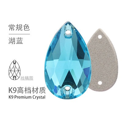10PCS Glass Flat Seam Water Drop Hand Seam Rhinestone Super Bright AB Color Flat Seam Rhinestone