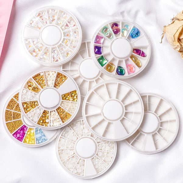 12 Rotating Circular Diamond Box Nail Art Jewelry Storage Box Jewelry Distribution Box Nail Art Diamond Transparent Tool Box