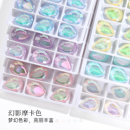 Shining High-grade Crystal Micro-pointed Bottom Glass Diamond High Top Rhinrhinos K9 Magic Mirror Series Diy Mobile Phone Shell Nail Sticker Rhinrhinos