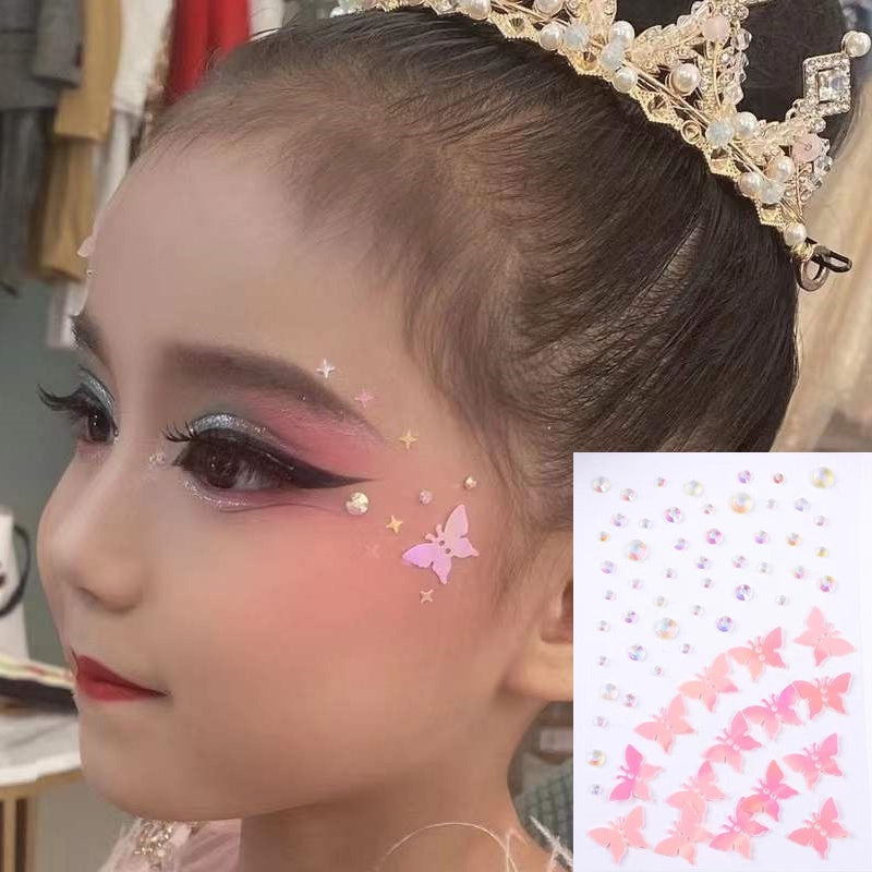 CuteMakeup Fish Scale Shell Butterfly Rhinestone Silver Diamond Face Sticker Flash Diamond Decorations