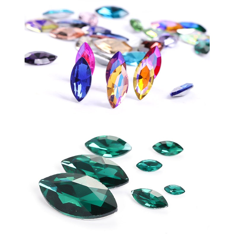 5*10mm /9*18mm 10pcs Horse Eye Rhinestones Special-shaped Glass Crystal Rhinestones Diy Phone Case Perfume Holder Stick Rhinestones Ornament Accessories
