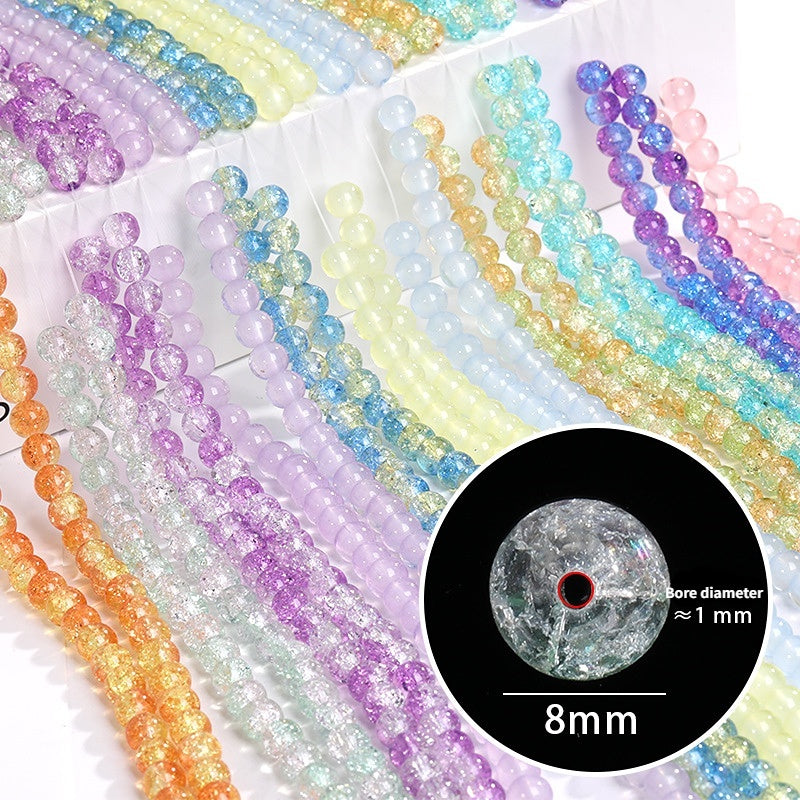 Colored Glass Crystal Beads Burst Beads Round Beads String Beads Crack Beads DIY Handmade Floral Beads Bracelet Material Accessories Accessories