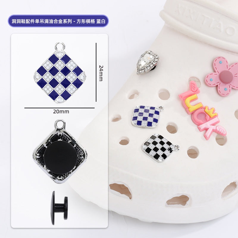 Crocs Diy Accessories Alloy Pearl Checker Series Garden Shoes Buckle Decorative Buckle