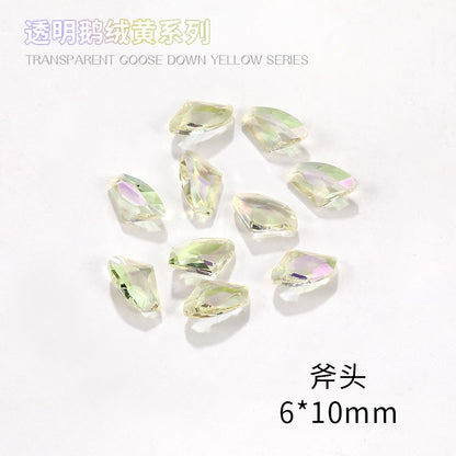 Nail Rhinestone 10pcs Glass Products Transparent Goose Down Yellow Series Crystal Mobile Phone Stick Rhinestone Diy Accessories