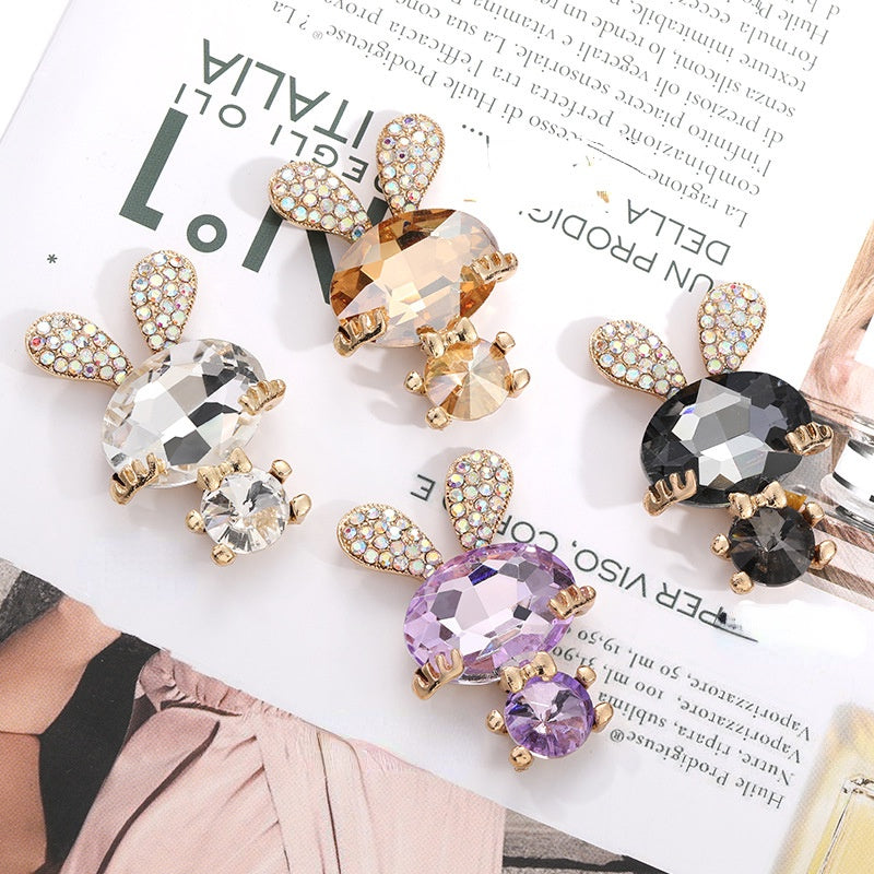 Fashion Cute Rabbit 30*44mm Crystal Rhinestone Bunny DIY Jewelry Accessories for Phone Case