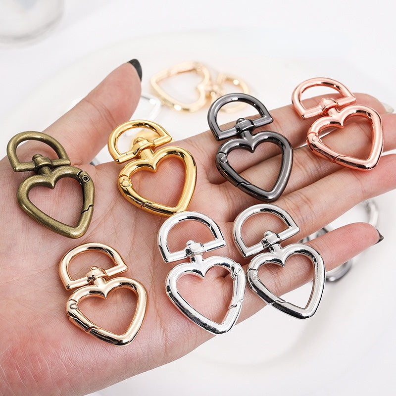 Metal Peach Heart Love Spring Buckle Keychain Dog Buckle Rope Buckle Diy Plush Doll Bag Hanging Ornament Accessories Pendant