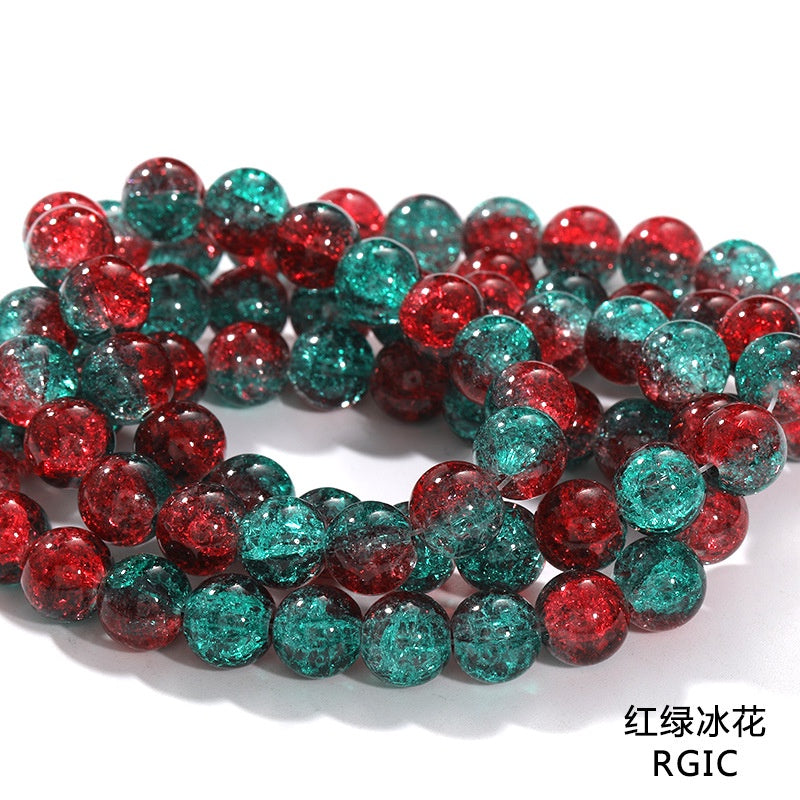 10mm 80pcs Crack beads Jade broken beads explosive glass beads ice cracked floral beads glass diy accessory bracelet beaded