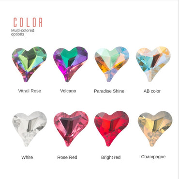 High-quality Crooked Peach Heart crystal glass rhinestones abnormity rhinestones diy ornament accessories rhinestone nail paste rhinestones material
