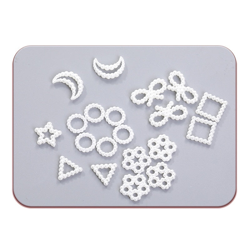 Super Flash Heart Imitation Pearl Bow Mixed Accessories Japanese Imitation Pearl Nail Accessories ABS Hollow Pearl Nail Accessories