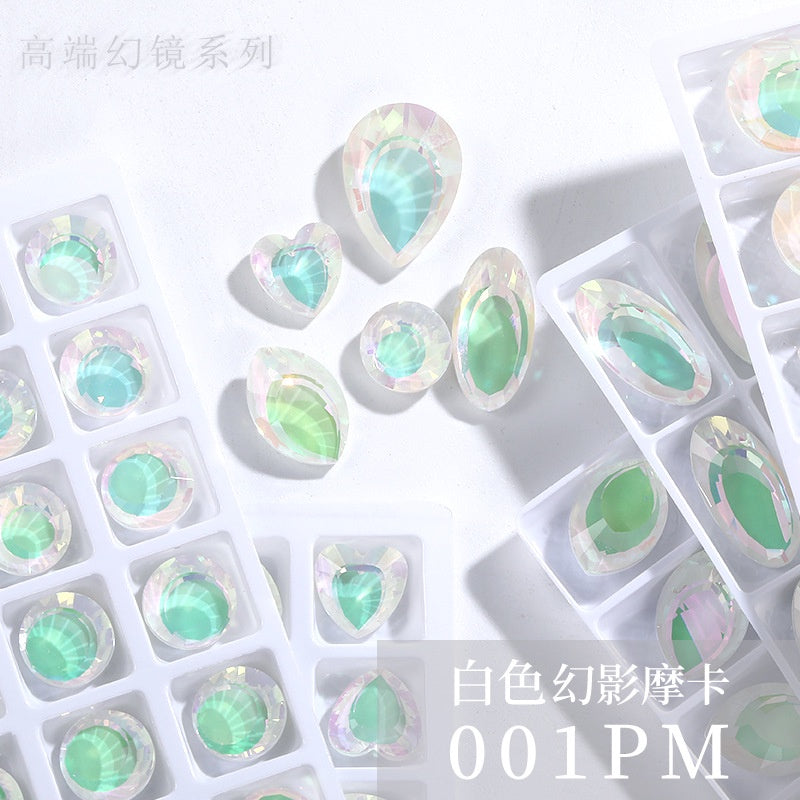 Shining High-grade Crystal Micro-pointed Bottom Glass Diamond High Top Rhinrhinos K9 Magic Mirror Series Diy Mobile Phone Shell Nail Sticker Rhinrhinos