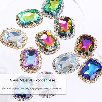 Shiny Rhinestone with Golden Bottom 13*18mm 10pcs Dazzling Setting Crystal for DIY Garment Clothing Shoes Bags Accessories