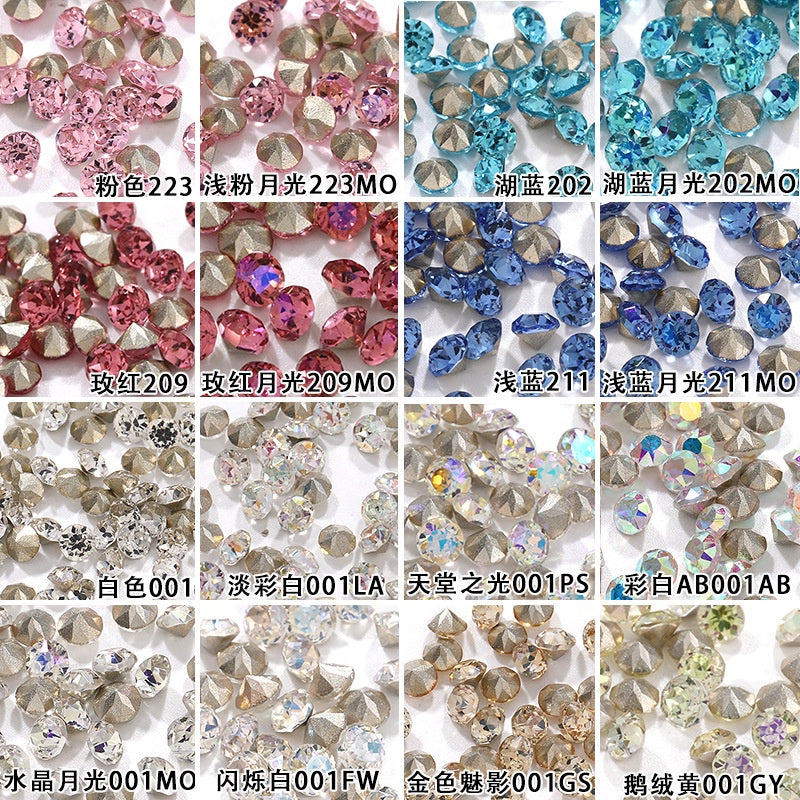 4-8mm Sparkling Pointy Bottom Nail Rhinestone Shimmery Face Large Diamond Crystal Glass Rhinestone Diy Handmade Nail Luxury Crystal Jewelry
