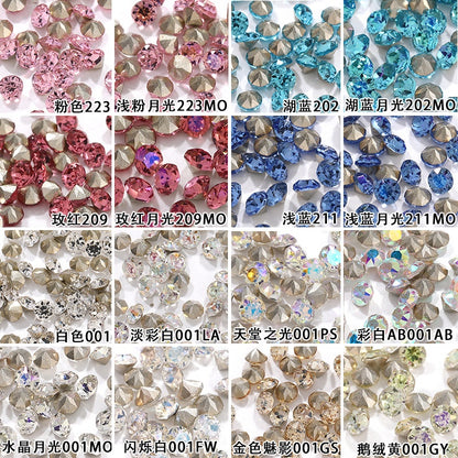 4-8mm Sparkling Pointy Bottom Nail Rhinestone Shimmery Face Large Diamond Crystal Glass Rhinestone Diy Handmade Nail Luxury Crystal Jewelry