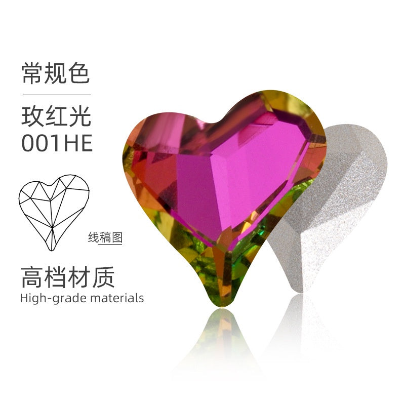 5pcs High-quality Crooked Peach Heart crystal glass rhinestones abnormity rhinestones diy ornament accessories rhinestone nail paste rhinestones material