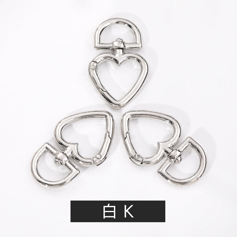Metal Peach Heart Love Spring Buckle Keychain Dog Buckle Rope Buckle Diy Plush Doll Bag Hanging Ornament Accessories Pendant