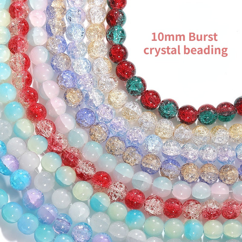 10mm 80pcs Crack beads Jade broken beads explosive glass beads ice cracked floral beads glass diy accessory bracelet beaded