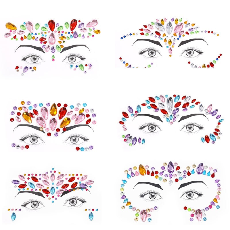 Electronic Music Festival Face Pasters Children's Stage Performance Face Stickers Stickers Crystal Eyes Rhinestone Stickers