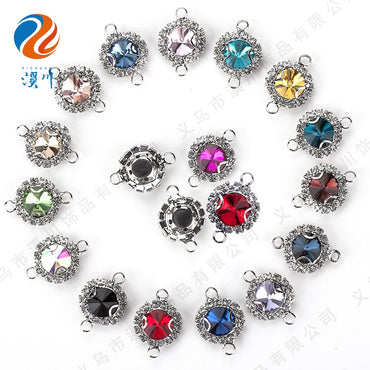 8mm Satellite Double Ring Crystal Buckle Claw Rhinestones Encircling Edge Rhinestones Double Hanging Grab Chain Diy Headdress Accessories
