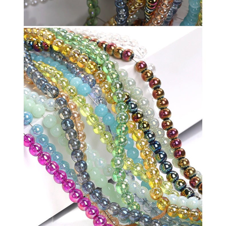 Imitation Jade Glass Bead Electroplating Beading DIY Handmade Beading Loose Bead Jewelry Accessories Accessories