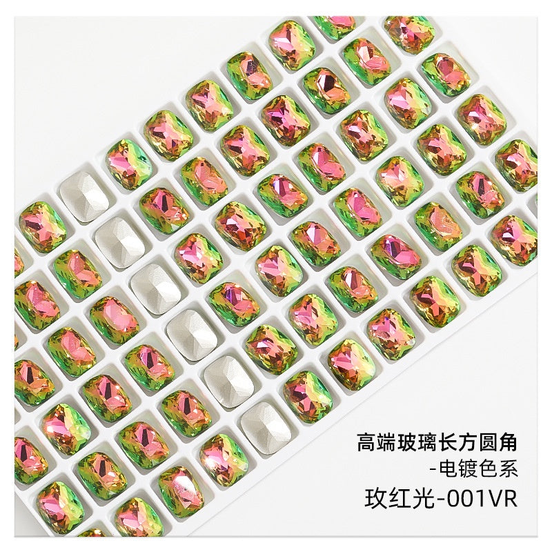 10mm  10pcs Nail Rhinrhinea High-end Tip Bottom Rhinrhinea  Rectangular Round Corner Diy Accessories Materials