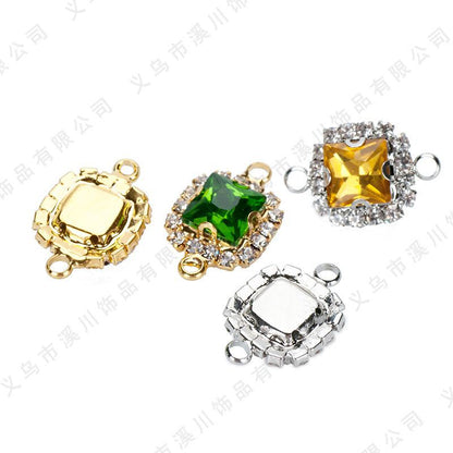 5pcs 8mm Square Double-hole Pendant Crystal Buckle Glass Claw Rhinestone Perimeter Diy Bracelet Ornament Accessories