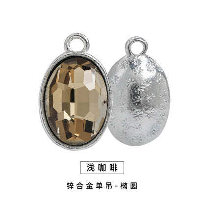 Single Hanging Oval Enclosing Edge Crystal Pendant Alloy Accessories Glass Crystal Diy Necklace Bracelet Decorative Accessories
