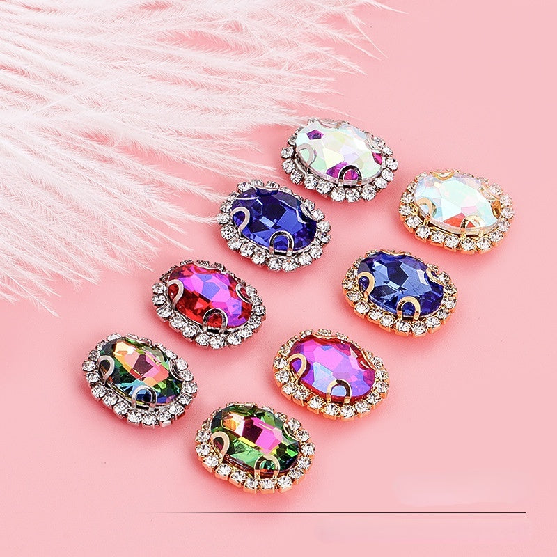 10pcs 8*10mm Oval Shape Crystal Rhinestone with Gold/Sliver Bottom for DIY Clothing Jewelry Making