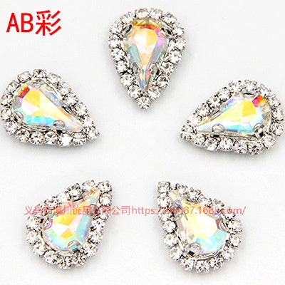 10pcs 5*8mm Sharp Drop Claw Rhinestone Sew on Crystal Rhinestone with Gold/Sliver Claw Crystal for Clothing Garment Diy Headdress Accessories