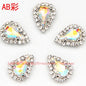 10pcs 5*8mm Sharp Drop Claw Rhinestone Sew on Crystal Rhinestone with Gold/Sliver Claw Crystal for Clothing Garment Diy Headdress Accessories