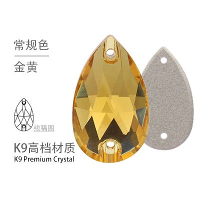 10PCS Glass Flat Seam Water Drop Hand Seam Rhinestone Super Bright AB Color Flat Seam Rhinestone