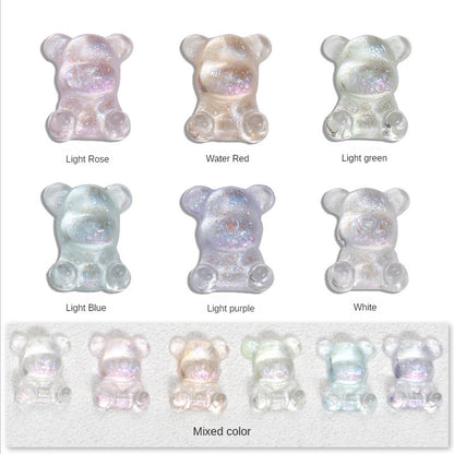 10pcs Transparent Bear Nail Rhinestone Resin Cute Decorative Rhinestone DIY Nail Art Sticker