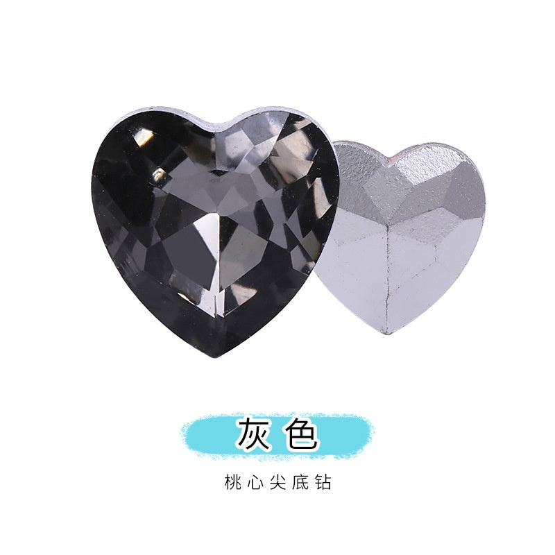 12mm Rhinestone Love Rhinestone Crystal Glass Rhinestone  Pointy Bottom Peach Heart Diy Mobile Phone Paste Rhinestone Accessories Clothing Jewelry Rhinestone