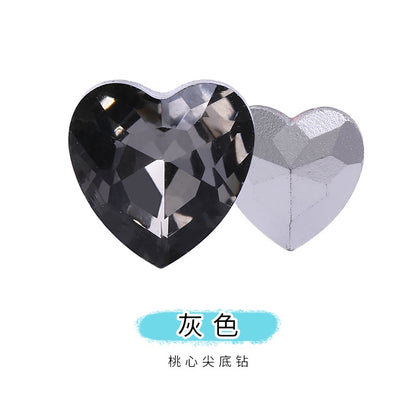 12mm Rhinestone Love Rhinestone Crystal Glass Rhinestone  Pointy Bottom Peach Heart Diy Mobile Phone Paste Rhinestone Accessories Clothing Jewelry Rhinestone