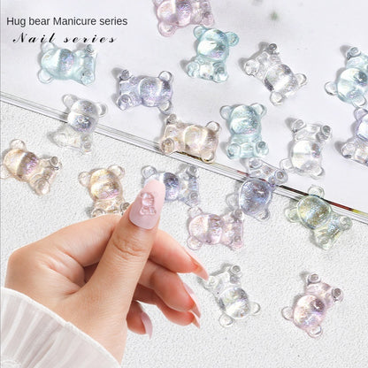 Transparent Bear Nail crystal Resin Cute Decorative Rhinestone DIY Nail Art Sticker