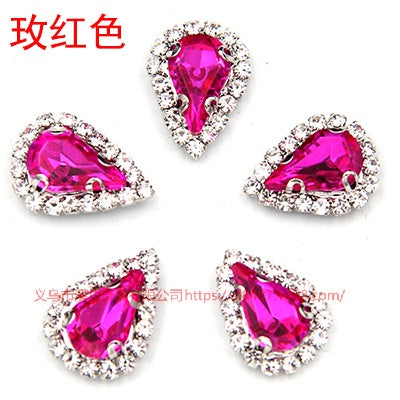 10pcs 5*8mm Sharp Drop Claw Rhinestone Sew on Crystal Rhinestone with Gold/Sliver Claw Crystal for Clothing Garment Diy Headdress Accessories