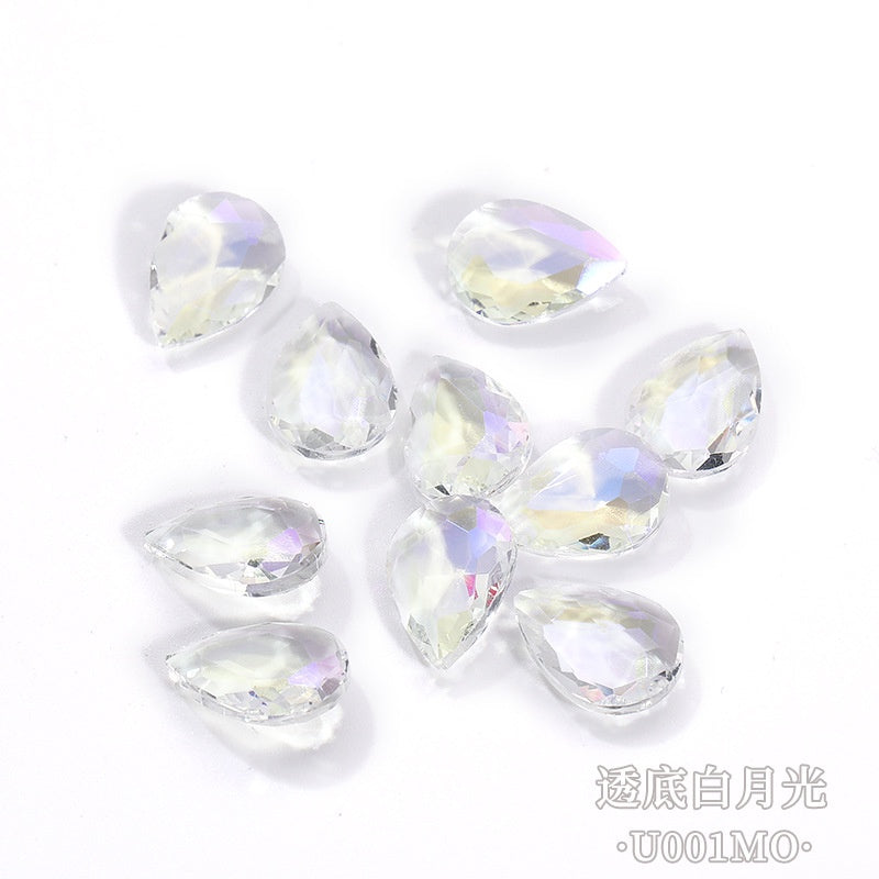 8*13mm Drop Shape Shiny Moonlight Crystal Nail Art Glass Transparent Rhinestone for DIY Phone Case Decoration