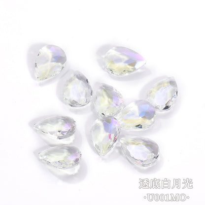 8*13mm Drop Shape Shiny Moonlight Crystal Nail Art Glass Transparent Rhinestone for DIY Phone Case Decoration