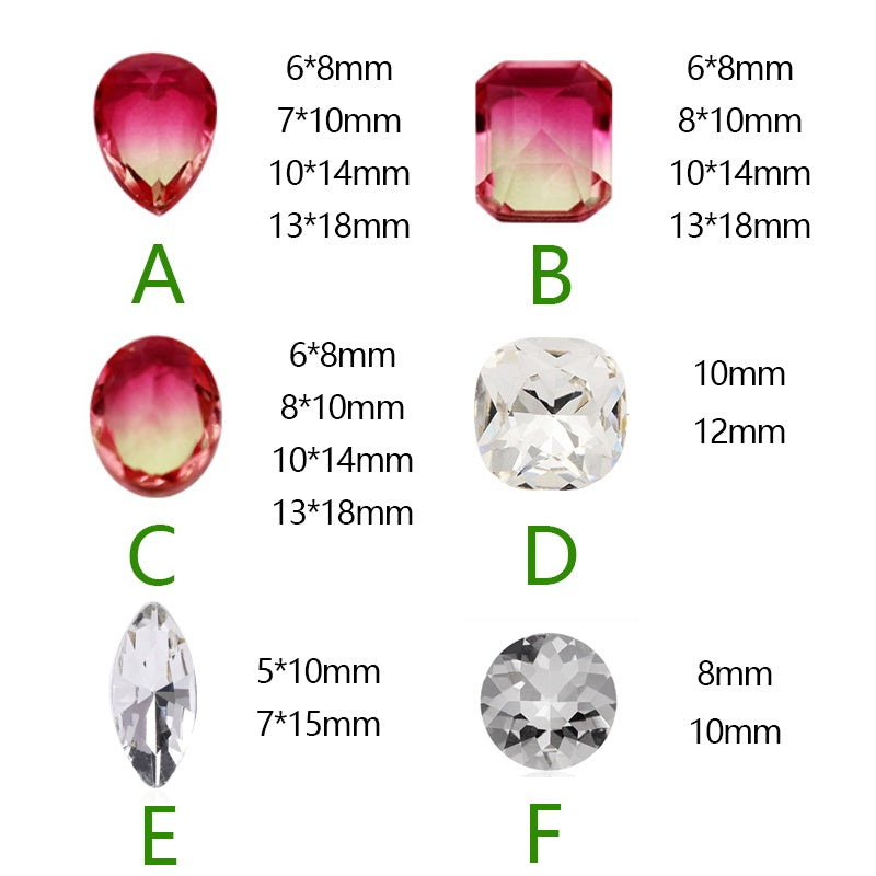 10Pcs Elliptic shape Special Color Gradient Nail Rhinestones Diy Accessories Nail Jewelry Materials