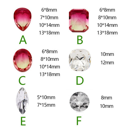 10Pcs Elliptic shape Special Color Gradient Nail Rhinestones Diy Accessories Nail Jewelry Materials