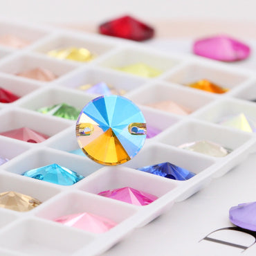 10mm 10pcs Hand Stitched Rhinestone Flat Button Crystal Satellite Shape Crystal Stone Non-scratch Packaging Glass Rhinestone