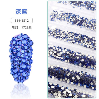 1.5-3.2mm Mixed Nail Rhinestone Small Size Mixed Size Glass Rhinestone Colorful Diamond Mixed Nail Crystal