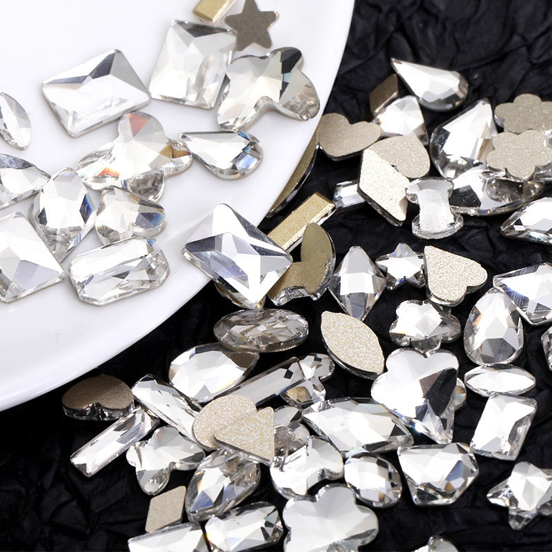 Pink Flat Rhinestone 20pcs DIY Nail Rhinestone Ins Glass Rhinestone Nail Fingertip Diamond Jewelry Mix