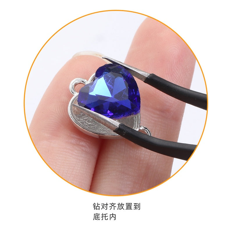 Crystal Heart Pendant Double Hole Bracelet Necklace Glass Diamond Link Piece DIY Bag Clothing Shoe Accessories