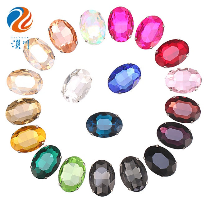 Oval Crystal Claw Rhinestones 20pcs 8*10mm 10*14mm Crystal Strass Diamond Rhinestone Sew on Clothing Garment Rhinestone with Claw for Dress